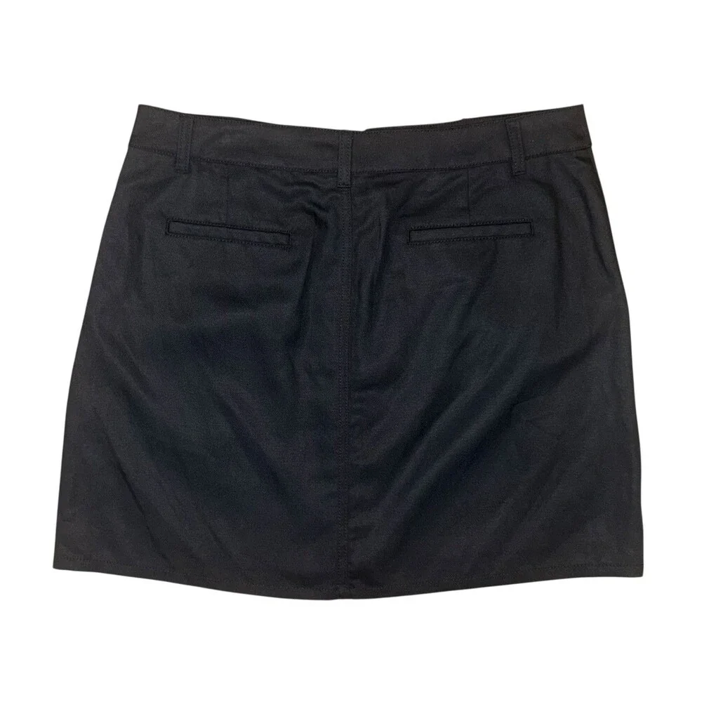 NWT Loft Ann Taylor Black Cargo Mini Skirt Linen Blend Womens Size 12 NEW $69.95